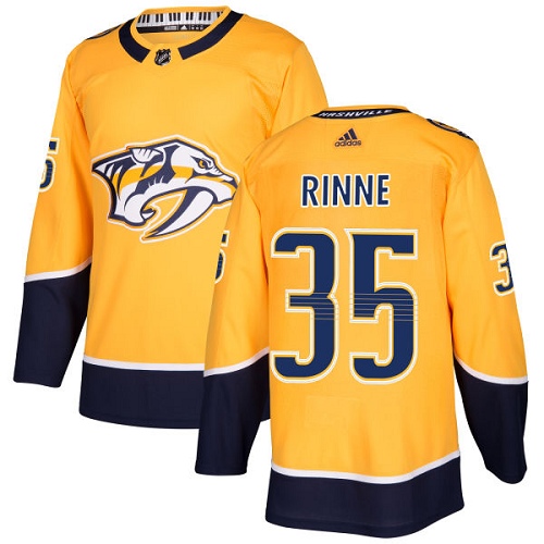 Adidas Nashville Predators #35 Pekka Rinne Yellow Home Authentic Stitched Jersey Men's