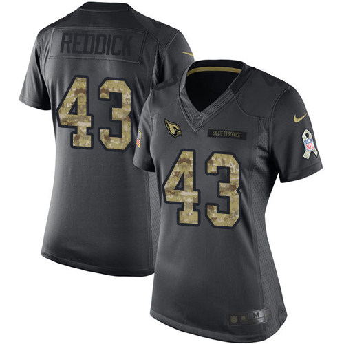 Arizona Cardinals #43 Haason Reddick Black Women's Stitched Limited 2016 Salute to Service Jersey Womens