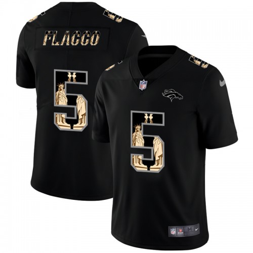 Denver Denver Broncos #5 Joe Flacco Carbon Black Vapor Statue Of Liberty Limited Jersey Men's