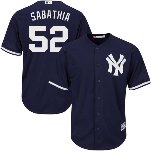 New York Yankees #52 C.C. Sabathia Navy blue Cool Base Stitched Youth Jersey Youth