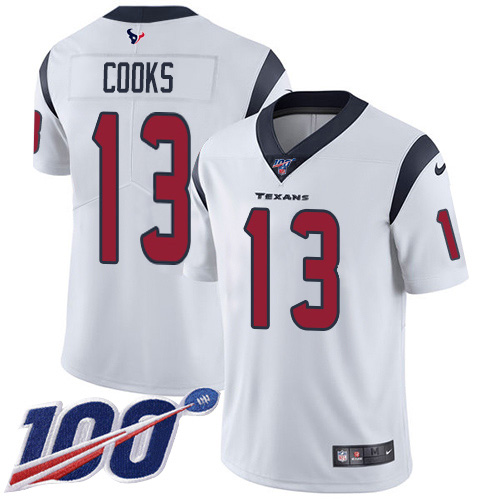 Texans #13 Brandin Cooks White Youth Stitched 100th Season Vapor Untouchable Limited Jersey