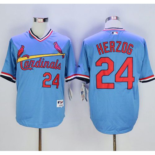 St.Louis Cardinals #24 Whitey Herzog Blue 1982 Turn Back The Clock Stitched Jersey Men's