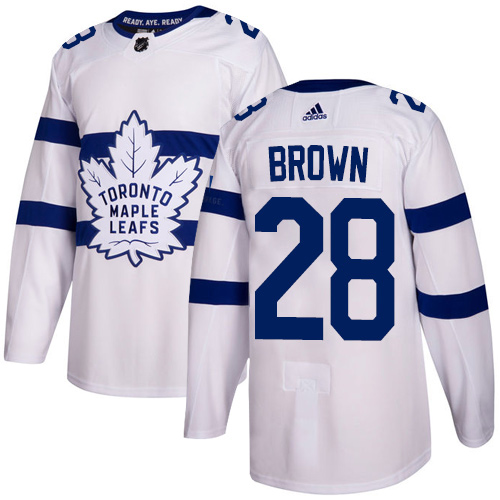 Adidas Maple Toronto Maple Leafs #28 Connor Brown White Authentic 2018 Stadium Series Stitched Jersey Men's