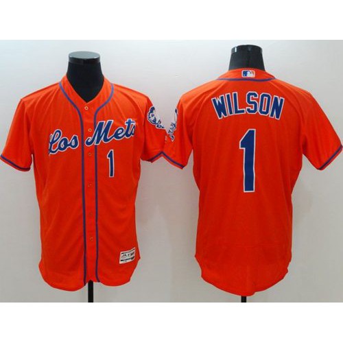Mets #1 Mookie Wilson Orange Flexbase Authentic Collection Los New York Mets Stitched Jersey Men's