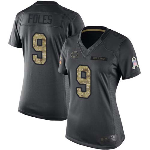 Chicago Bears #9 Nick Foles Black Women's Stitched Limited 2016 Salute to Service Jersey Womens