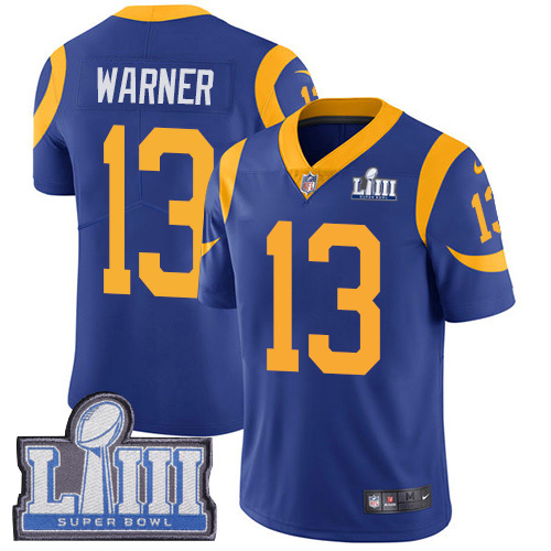 Los Angeles Rams #13 Kurt Warner Royal Blue Alternate Super Bowl LIII Bound Youth Stitched Vapor Untouchable Limited Jersey Youth