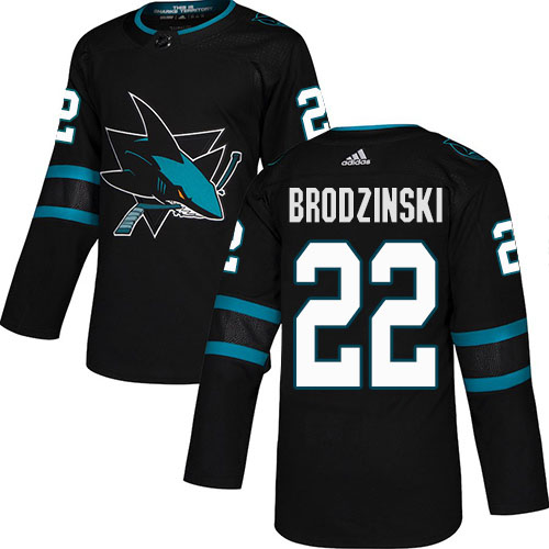 Adidas San Jose Sharks #22 Jonny Brodzinski Black Alternate Authentic Stitched Jersey Men's
