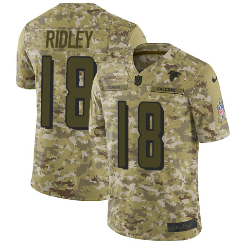 Falcons #18 Calvin Ridley Camo Youth Stitched Limited 2018 Salute To Service Jersey