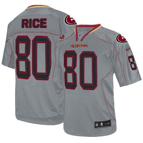 49ers #80 Jerry Rice Lights Out Grey Men's Stitched Elite Jersey