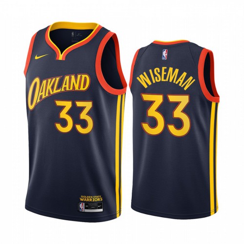 Golden State Warriors #33 James Wiseman Navy Swingman 2020-21 City Edition Jersey Mens