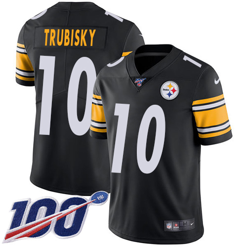 Steelers #10 Mitchell Trubisky Black Team Color Men's Stitched 100th Season Vapor Limited Jersey