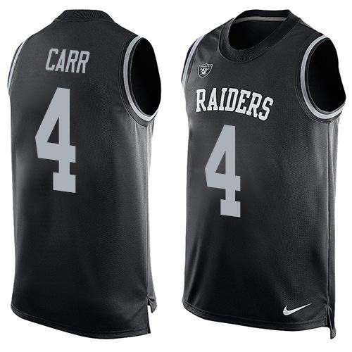 Raiders #4 Derek Carr Black Team Color Men's Stitched Limited Tank Top Jersey