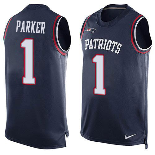 Patriots #1 DeVante Parker Navy Blue Team Color Men's Stitched Limited Tank Top Jersey