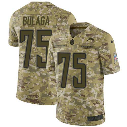 Los Angeles Chargers #75 Bryan Bulaga Camo Men's Stitched Limited 2018 Salute To Service Jersey Men's