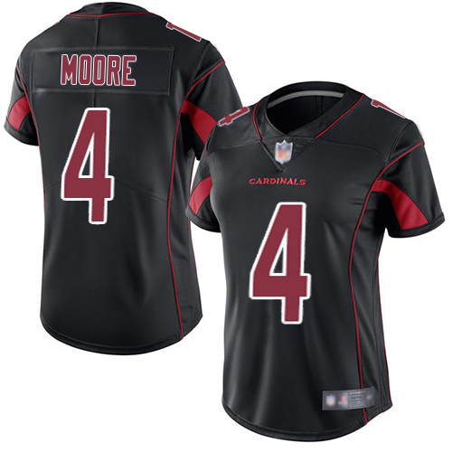Cardinals #4 Rondale Moore Black Women's Stitched Limited Rush Jersey