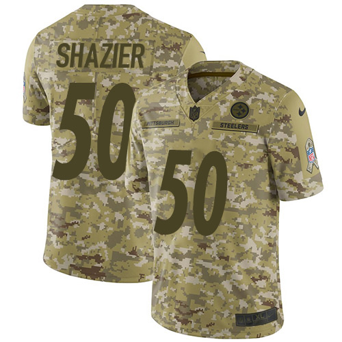Pittsburgh Steelers #50 Ryan Shazier Camo Men's Stitched Limited 2018 Salute To Service Jersey Men's