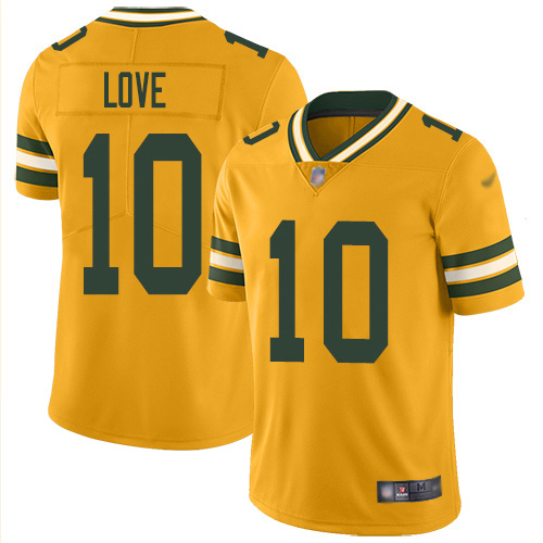 Packers #10 Jordan Love Gold Youth Stitched Limited Inverted Legend Jersey
