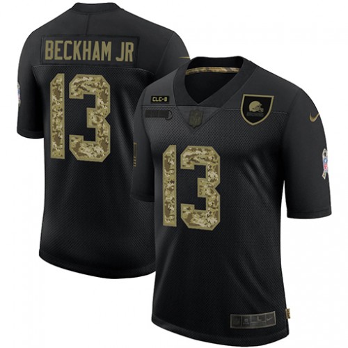 Cleveland Cleveland Browns #13 Odell Beckham Jr. Men's 2020 Salute To Service Camo Limited Jersey Black Men's