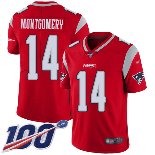 Patriots #14 Ty Montgomery Red Youth Stitched Limited Inverted Legend 100th Season Jersey