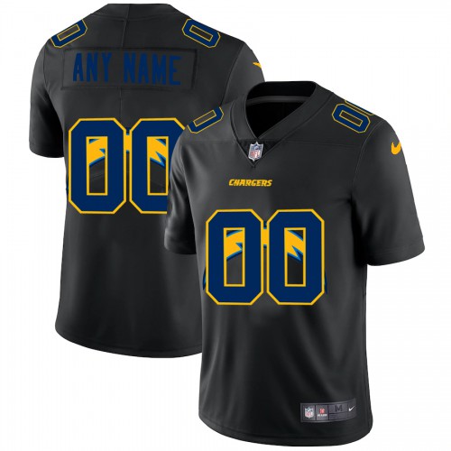 Los Angeles Chargers Custom Men's Team Logo Dual Overlap Limited Jersey Black
