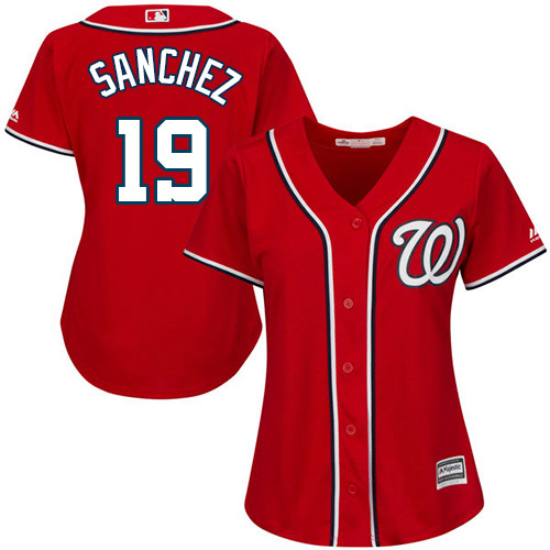 Washington Nationals #19 Anibal Sanchez Red Alternate Women's Stitched Jersey Womens