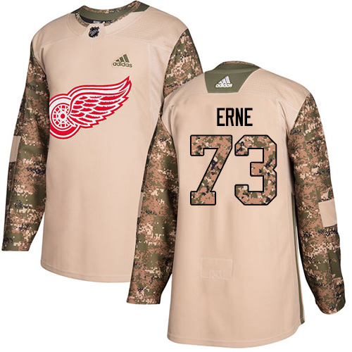 Adidas Detroit Red Wings #73 Adam Erne Camo Authentic 2017 Veterans Day Stitched Youth Jersey Youth