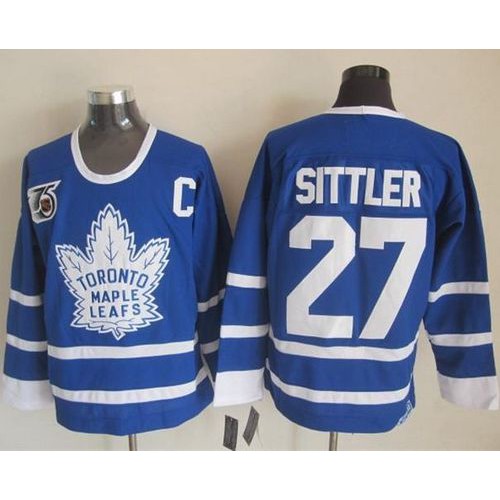 Maple Toronto Maple Leafs #27 Darryl Sittler Blue 75th CCM Throwback Stitched Jersey Men's