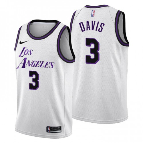 Los Angeles Lakers #3 Anthony Davis Mens 2022-23 City Edition Jersey - Cherry Blossom White Mens