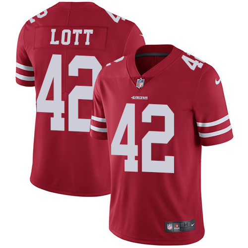 San Francisco 49ers #42 Ronnie Lott Red Team Color Youth Stitched Vapor Untouchable Limited Jersey Youth