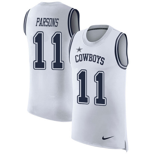 Cowboys #11 Micah Parsons White Men's Stitched Limited Rush Tank Top Jersey