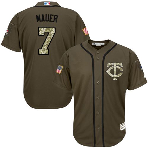 Minnesota Twins #7 Joe Mauer Green Salute to Service Stitched Youth Jersey Youth
