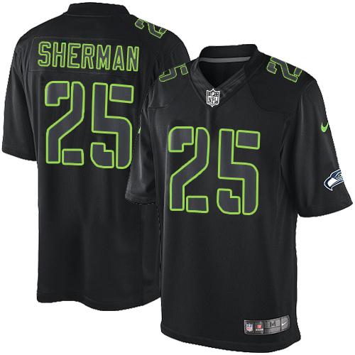 Seattle Seahawks #25 Richard Sherman Black Men's Stitched Impact Limited Jersey Men's