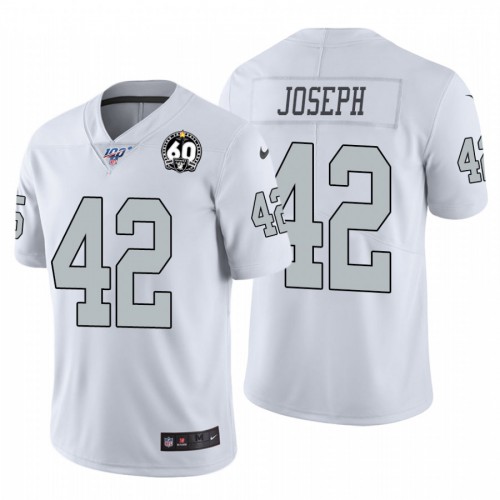 Las Vegas Raiders #42 Karl Joseph White 60th Anniversary Patch Men's Stitched 100 Limited Color Rush Jersey Men's