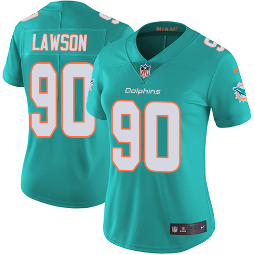 Miami Dolphins #90 Shaq Lawson Aqua Green Team Color Women's Stitched Vapor Untouchable Limited Jersey Womens