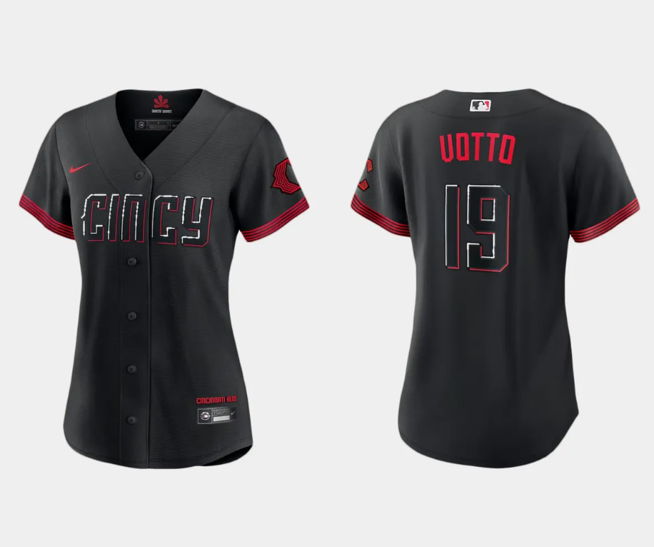 Women Cincinnati Reds Joey Votto Black 2023 City Connect Replica Jersey