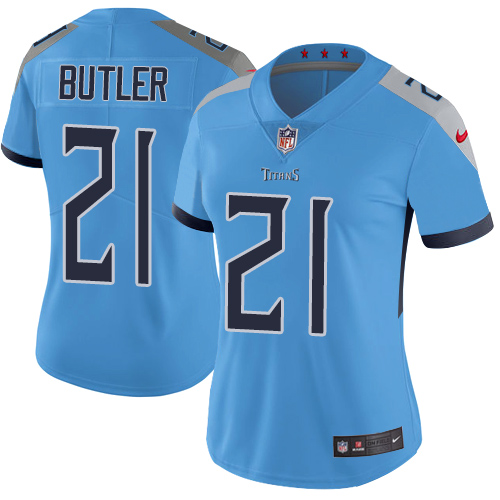 Tennessee Titans #21 Malcolm Butler Light Blue Alternate Women's Stitched Vapor Untouchable Limited Jersey Womens
