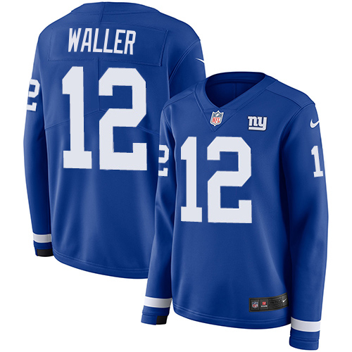 Giants #12 Darren Waller Royal Blue Team Color Women's Stitched Limited Therma Long Sleeve Jersey
