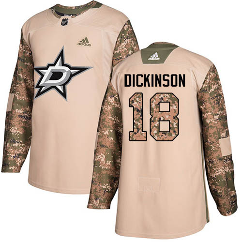Adidas Dallas Stars #18 Jason Dickinson Camo Authentic 2017 Veterans Day Stitched Jersey Men's