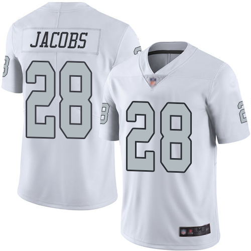 Raiders #28 Josh Jacobs White Men's Stitched Limited Rush Jersey
