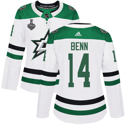 Adidas Dallas Stars #14 Jamie Benn White Road Authentic Women's 2020 Stanley Cup Final Stitched Jersey Womens