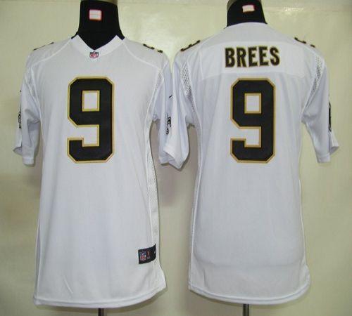 Saints #9 Drew Brees White Youth Stitched Elite Jersey