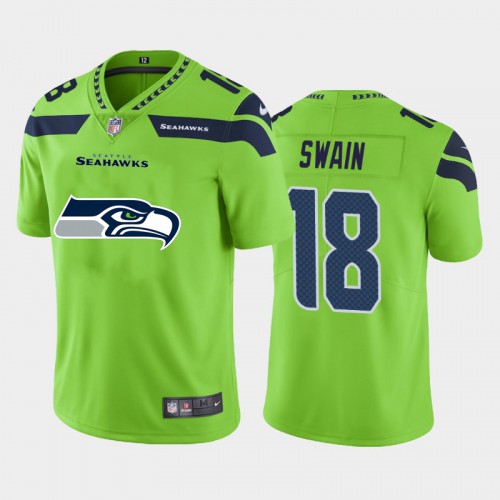 Seattle Seattle Seahawks #18 Freddie Swain Green Men's Big Team Logo Vapor Limited Jersey Men's