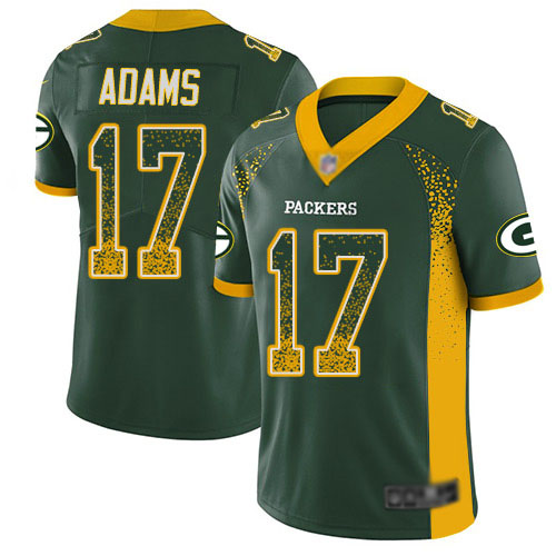 Packers #17 Davante Adams Green Team Color Men's Stitched Limited Rush Drift Fashion Jersey