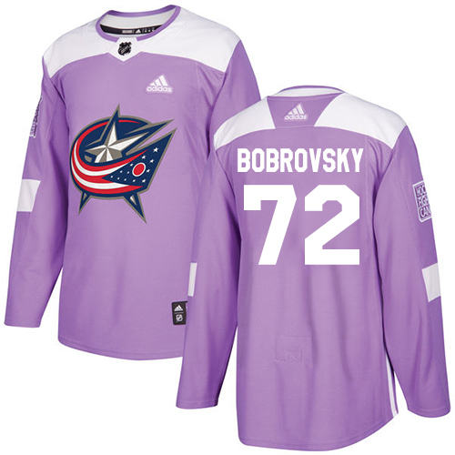Adidas Columbus Blue Jackets #72 Sergei Bobrovsky Purple Authentic Fights Cancer Stitched Jersey Men's