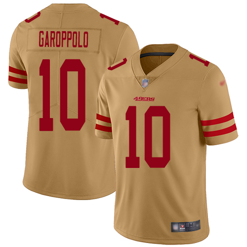 49ers #10 Jimmy Garoppolo Gold Youth Stitched Limited Inverted Legend Jersey