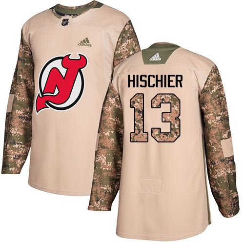 Adidas New Jersey Devils #13 Nico Hischier Camo Authentic 2017 Veterans Day Stitched Youth Jersey Youth