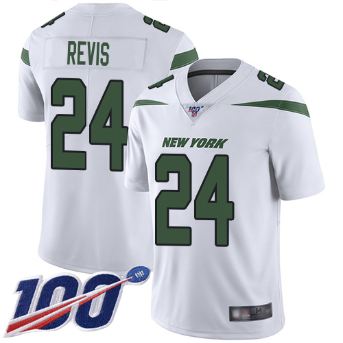 Jets #24 Darrelle Revis White Men's Stitched 100th Season Vapor Limited Jersey