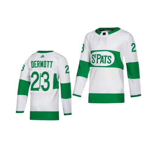 Maple Toronto Maple Leafs #23 Travis Dermott adidas White 2019 St. Patrick's Day Authentic Player Stitched Jersey Men's