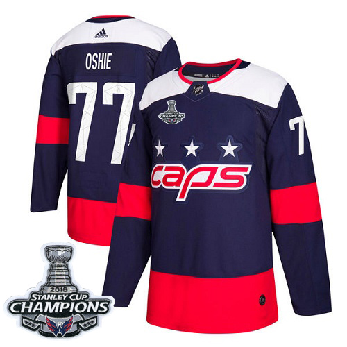 Adidas Washington Capitals #77 T.J. Oshie Navy Authentic 2018 Stadium Series Stanley Cup Final Champions Stitched Youth Jersey Youth