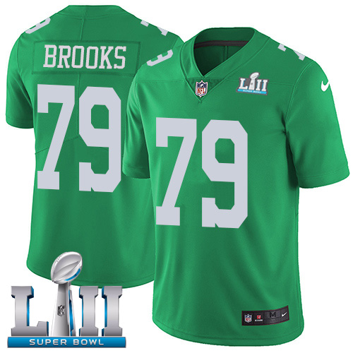 Philadelphia Eagles #79 Brandon Brooks Green Super Bowl LII Youth Stitched Limited Rush Jersey Youth